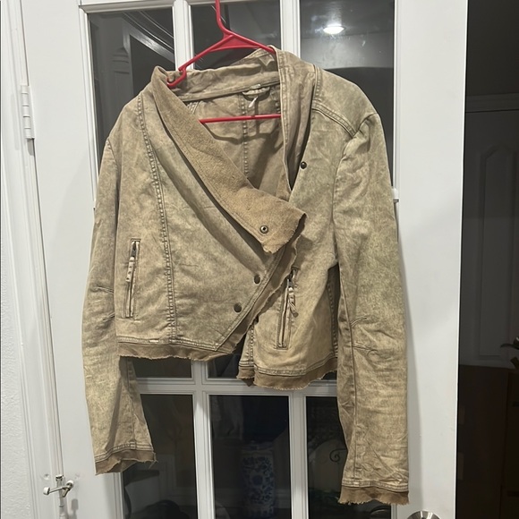 Free People Tan Leather Moto Jacket - Picture 1 of 8